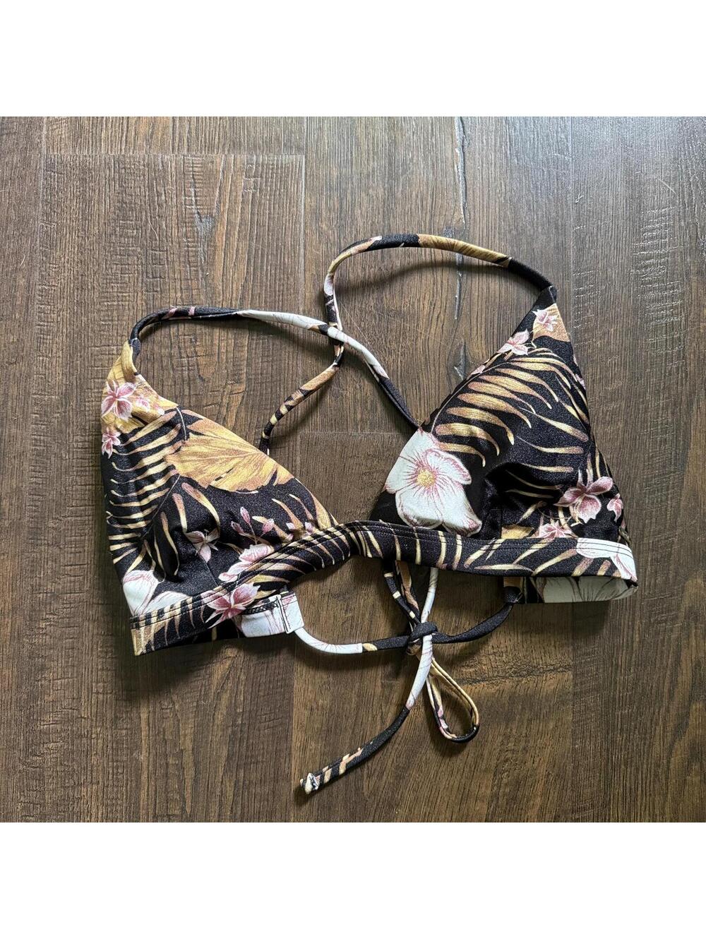 Rip Curl Playabella Racer Xback Tri Bikini Top Size S Tropical Floral Hawaiian